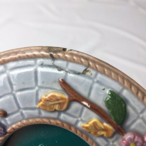 Terragrafics Photo Picture Frame Oval Tiled Floral Flower Butterfly Vintage - Picture 7 of 12